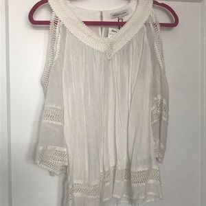 White sheer cold shoulder top